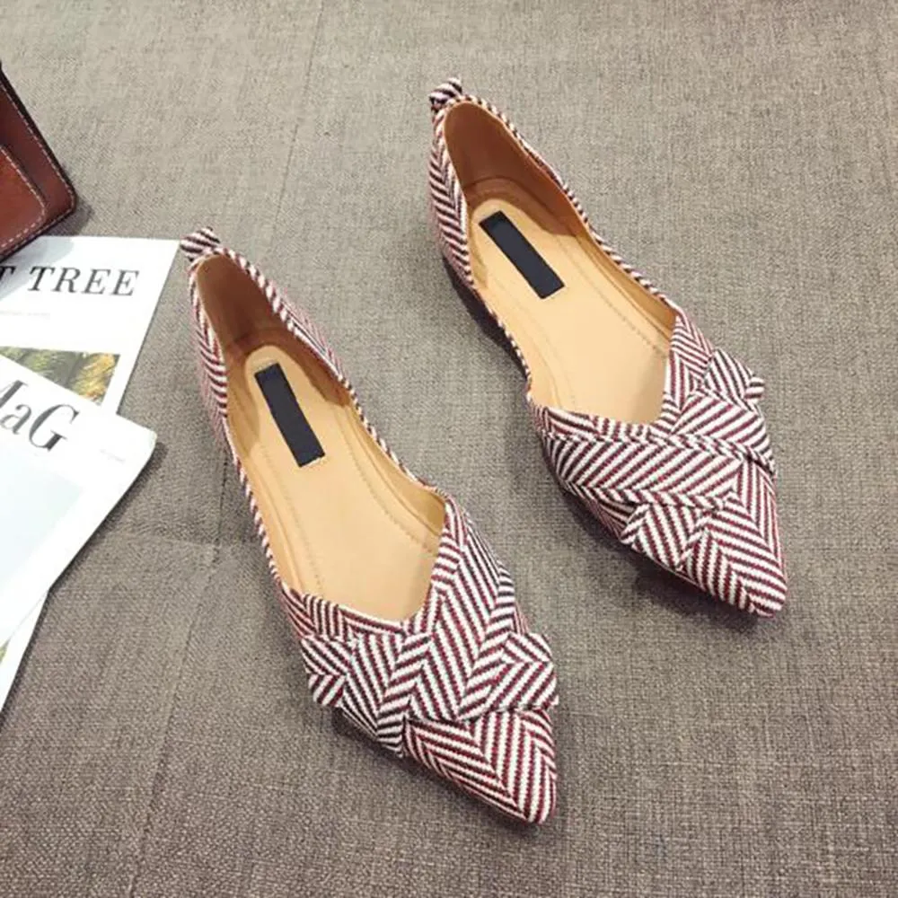 Zigzag Print Pointed Toe Casual Slip-On Boat Shoes