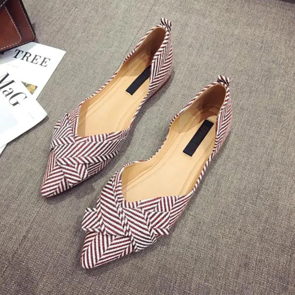 Zigzag Print Pointed Toe Casual Slip-On Boat Shoes